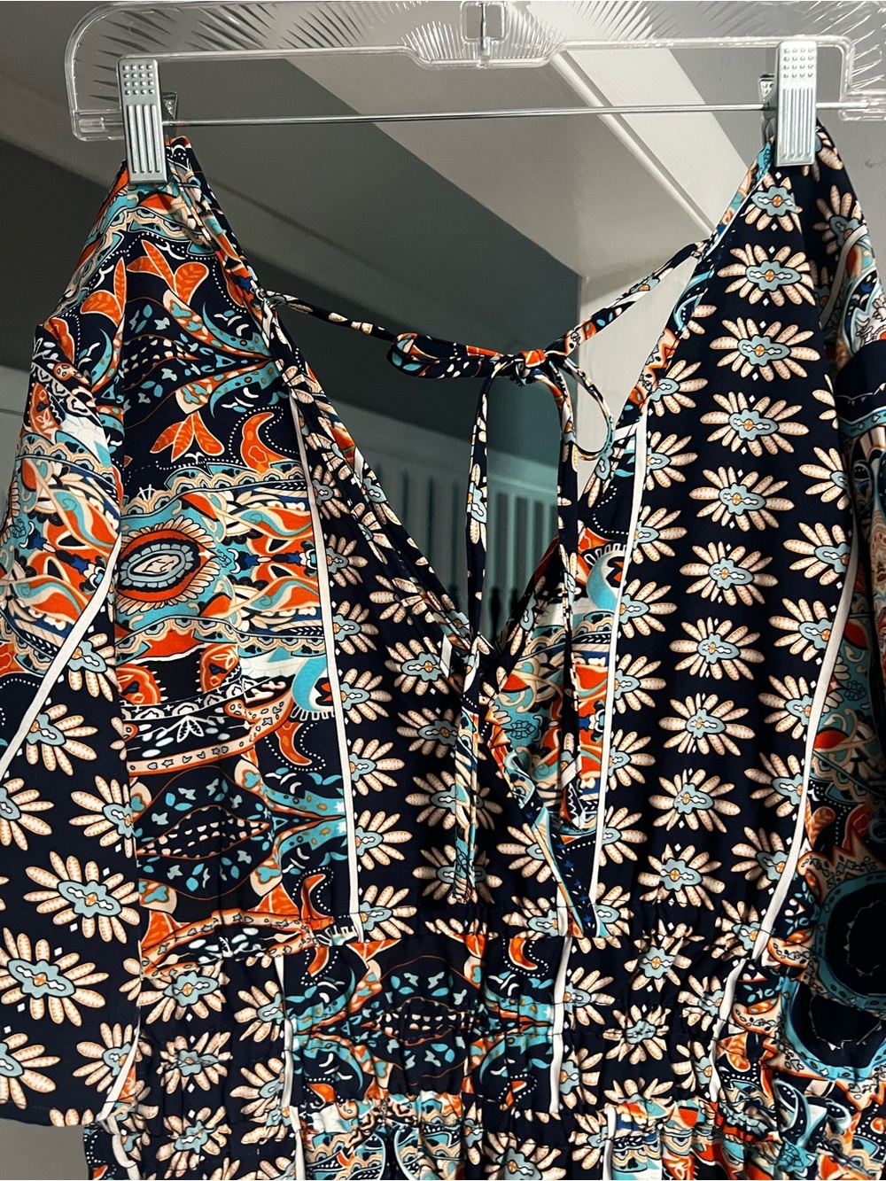 SHEIN Black Midi Dress with Orange & Teal Floral Print - Picture 5 of 8
